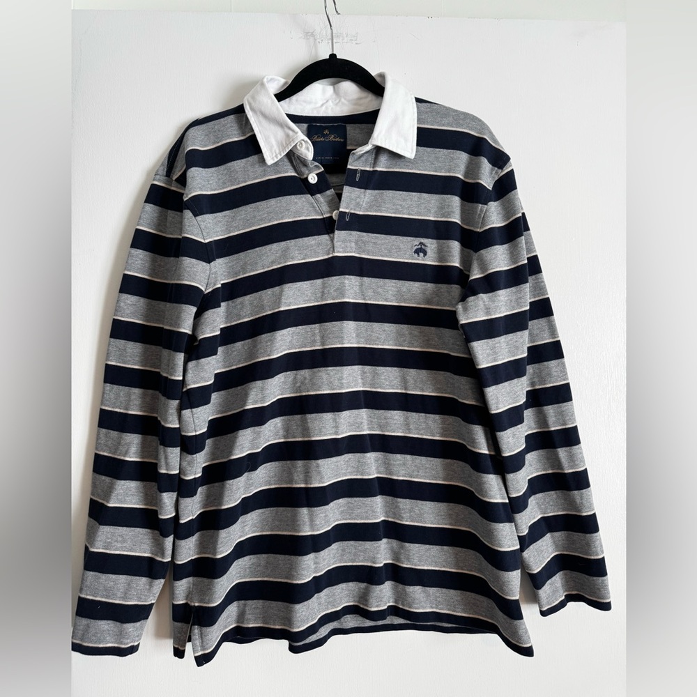 Brooks Brothers Navy and Gray Striped Shirt